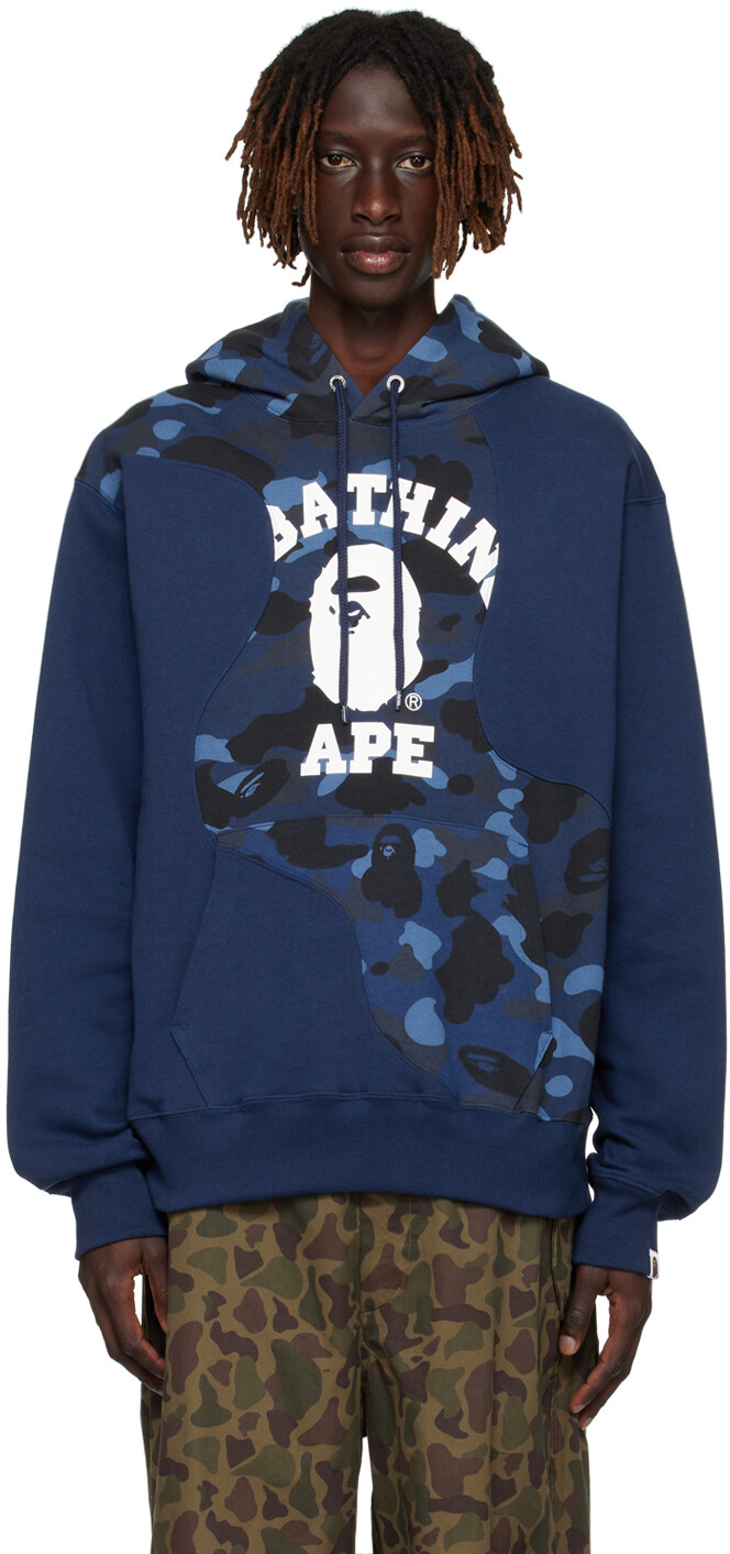 

BAPE Темно-синяя камуфляжная толстовка, Синий