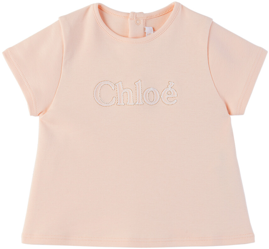 

Детская розовая футболка с вышивкой Chloe