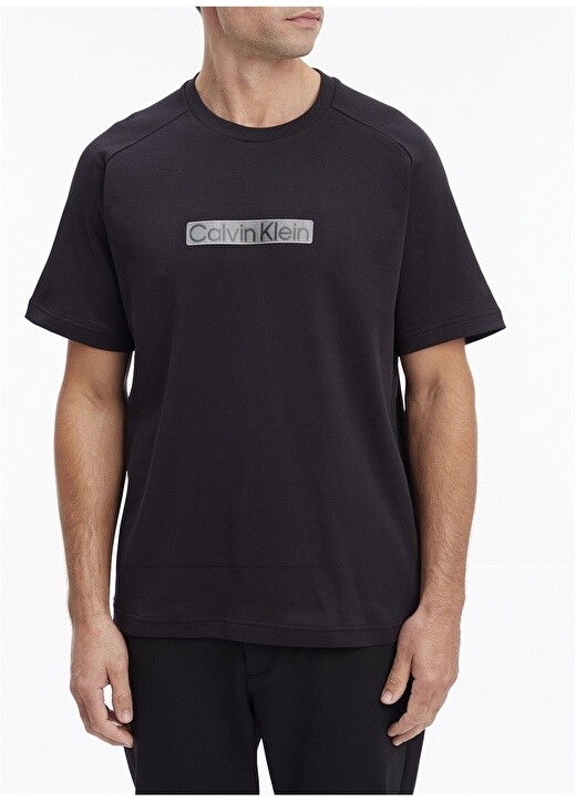 

Черная мужская футболка с круглым вырезом Calvin Klein, Черный