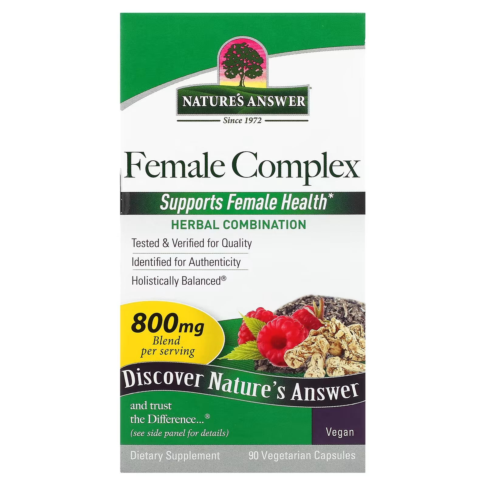 Комплексная травяная комбинация женская Nature's Answer 800 мг, 90 капсул пищевая добавка nature s answer tense ease 60 мл