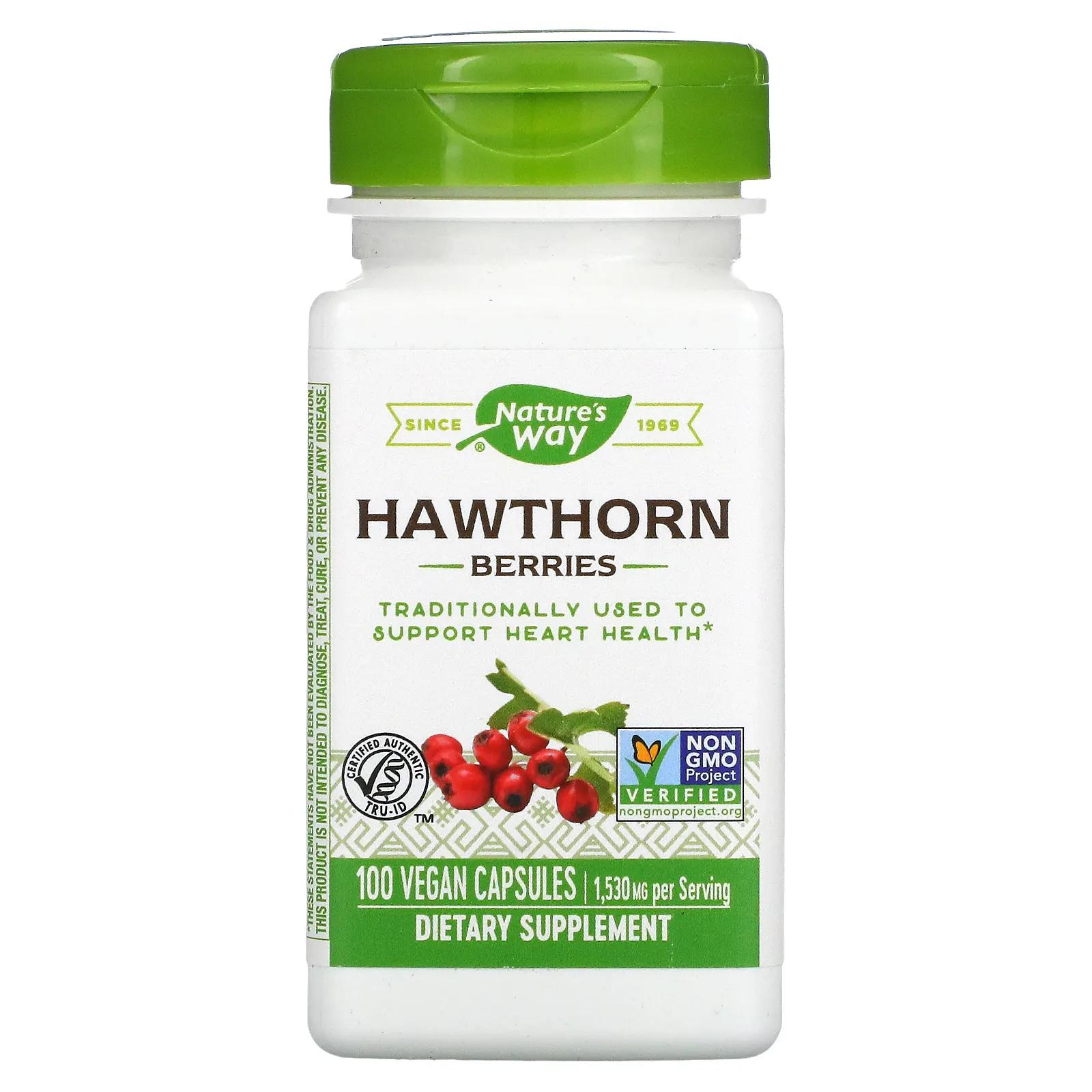 Nature's Way Hawthorn Berries 510 mg 100 Vegetarian Capsules nature s way olive leaf 500 mg 100 vegetarian capsules