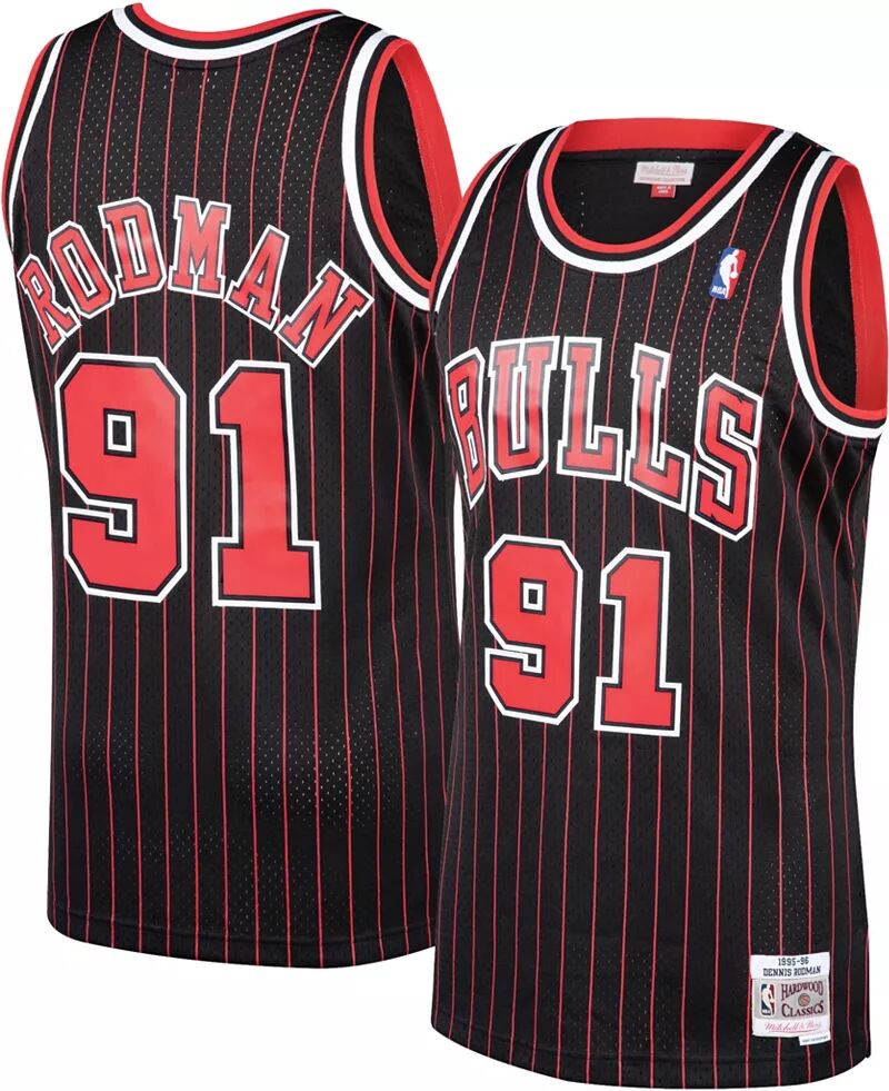 

Мужская футболка Mitchell & Ness 1995 года Chicago Bulls Dennis Rodman № 91, черная лиственная древесина Classics Swingman