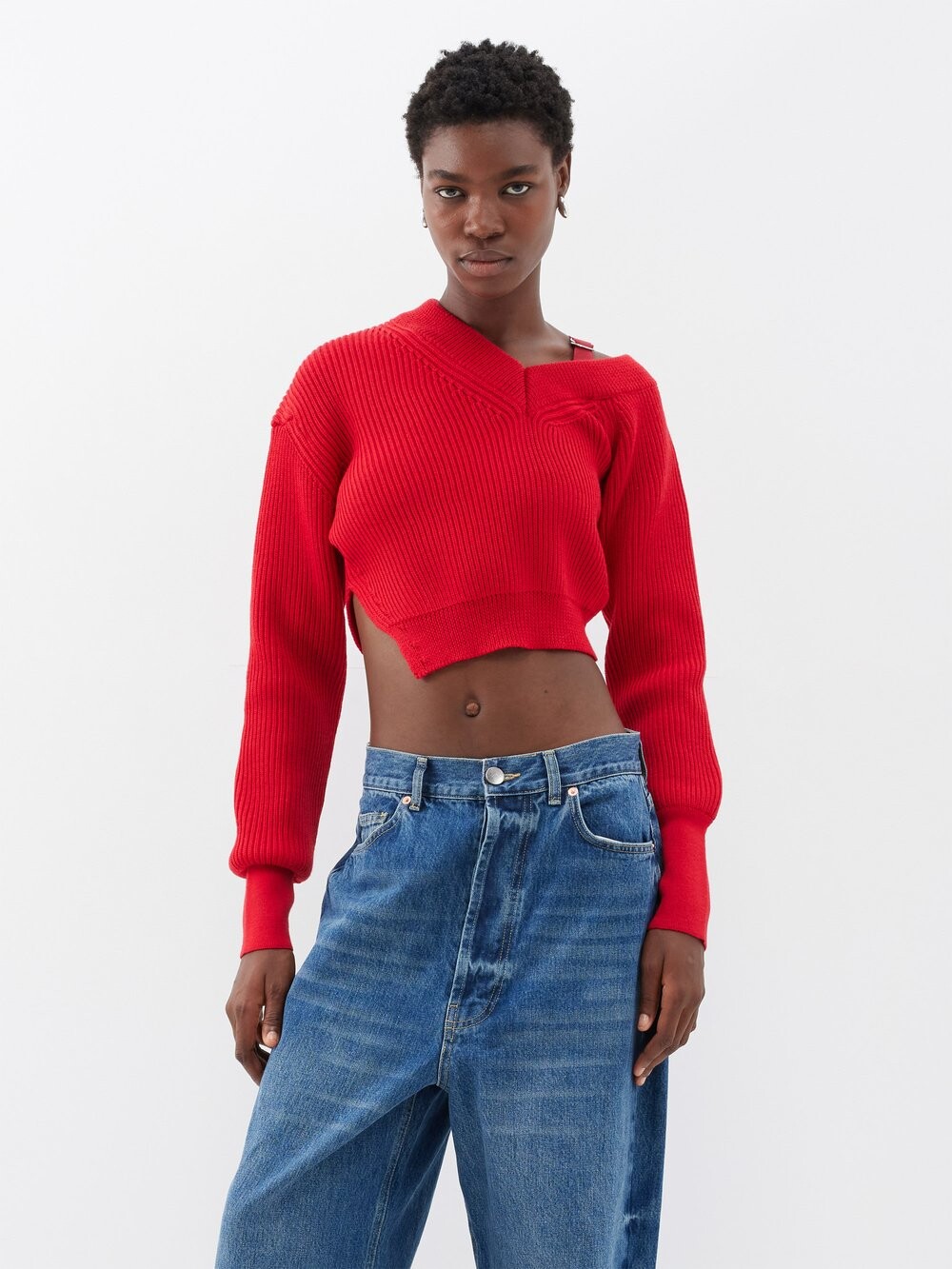 

Свитер seville асимметричного кроя из смесовой шерсти Jacquemus, красный