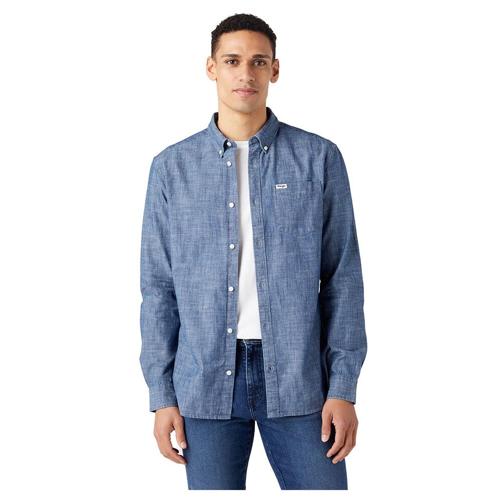 

Рубашка с длинным рукавом Wrangler 1 Pocket Button Down Regular Fit, синий