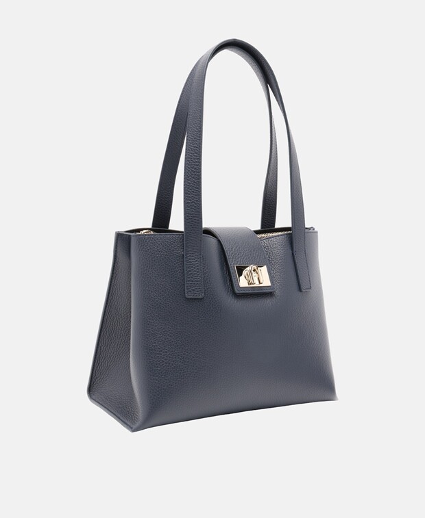 

Кожаная большая сумка-тоут Furla, синий