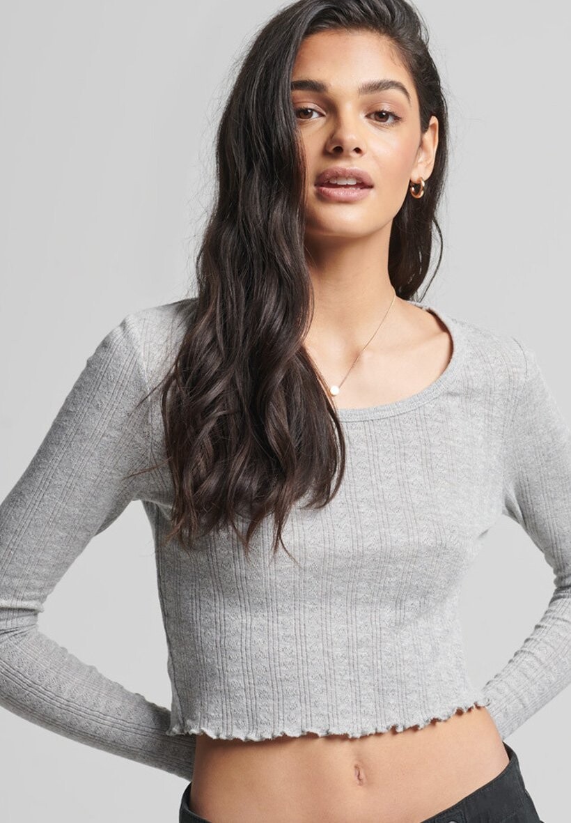 

Свитшот Superdry VINTAGE POINTELLE, цвет grey marl
