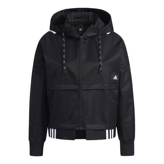 Куртка (WMNS) adidas Str Jkt Light Sport Patchwork Hooded Jacket For Black, черный