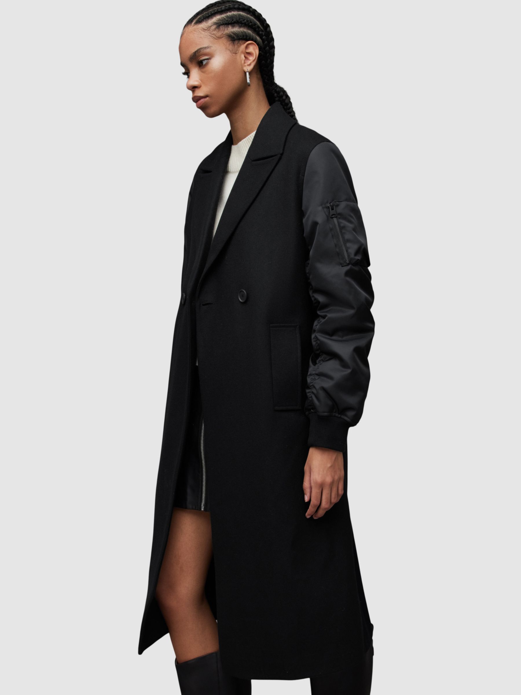 Двубортное пальто Paulah из смесовой шерсти , черный AllSaints