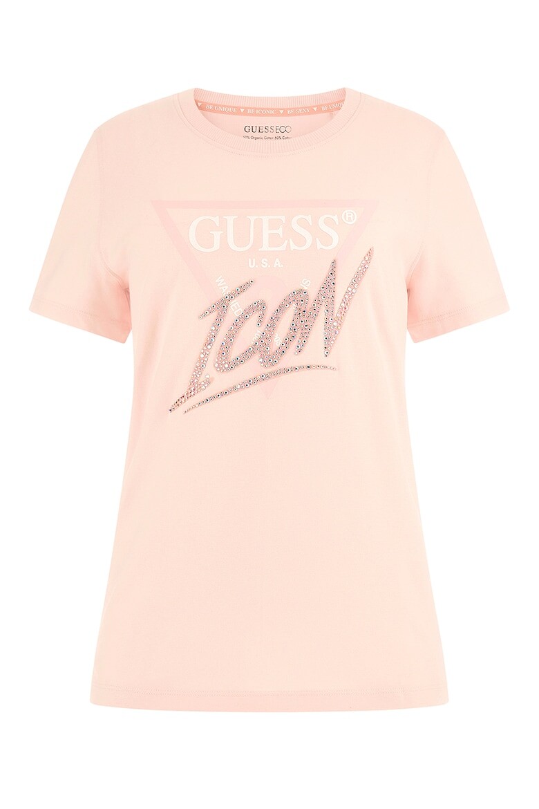 

Футболка с логотипом и декоративными камнями Guess, оранжевый