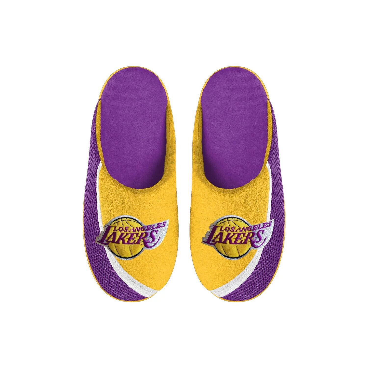 

Молодежные тапочки FOCO Los Angeles Lakers с цветным краем и большим логотипом Unbranded