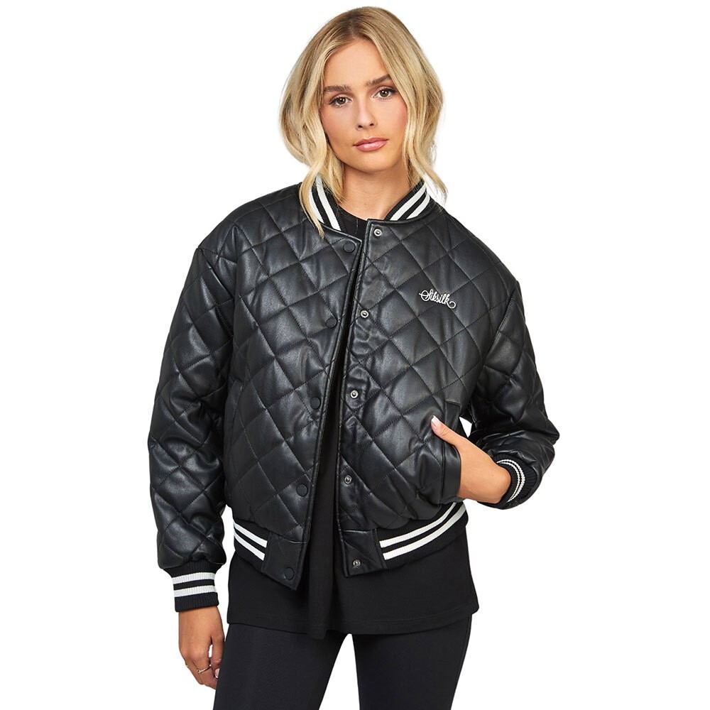 Куртка Siksilk Pu Quilted Varsity, черный