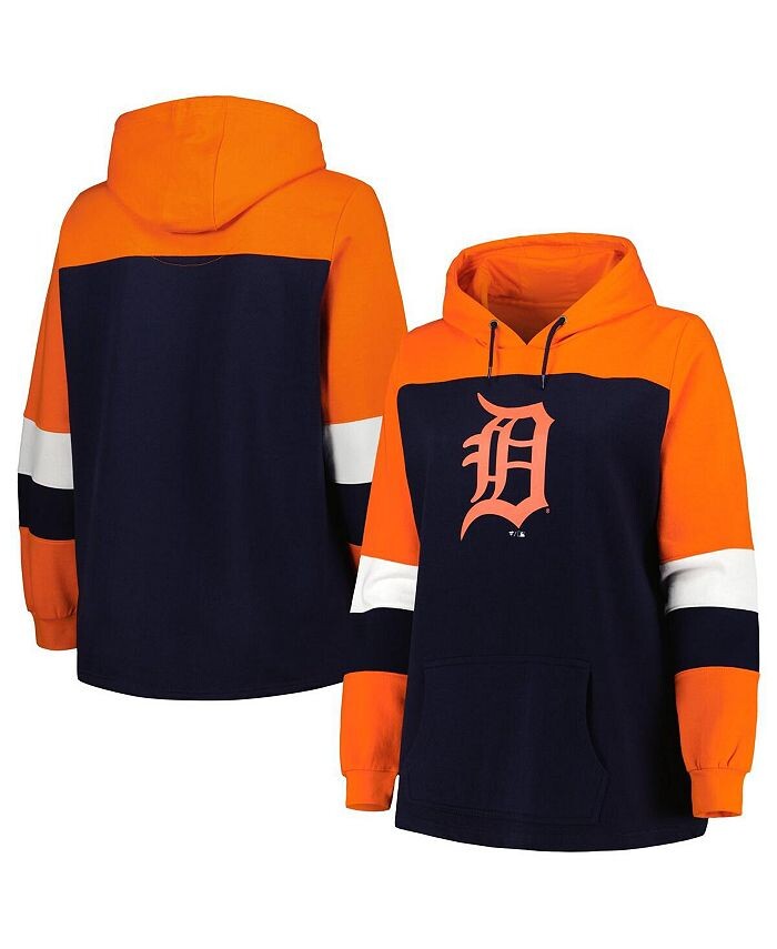 

Женский темно-синий пуловер с капюшоном Detroit Tigers больших размеров с цветными блоками Profile, синий