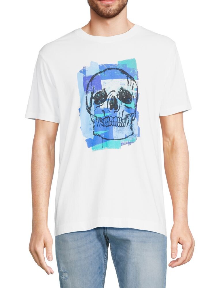 

Футболка классического кроя с рисунком Paint Skull Robert Graham, белый