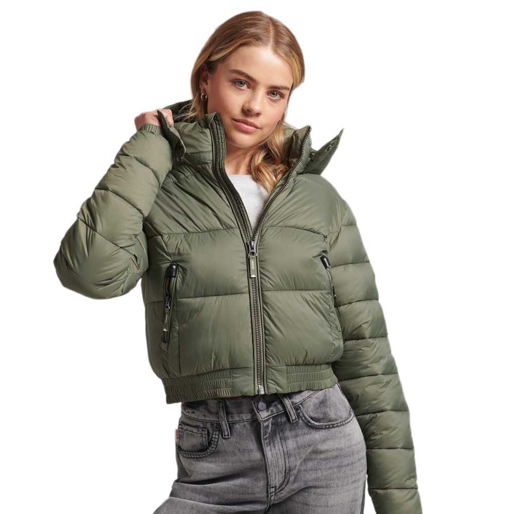 Куртка Superdry Crop, зеленый куртка oysho nylon crop бледно зеленый