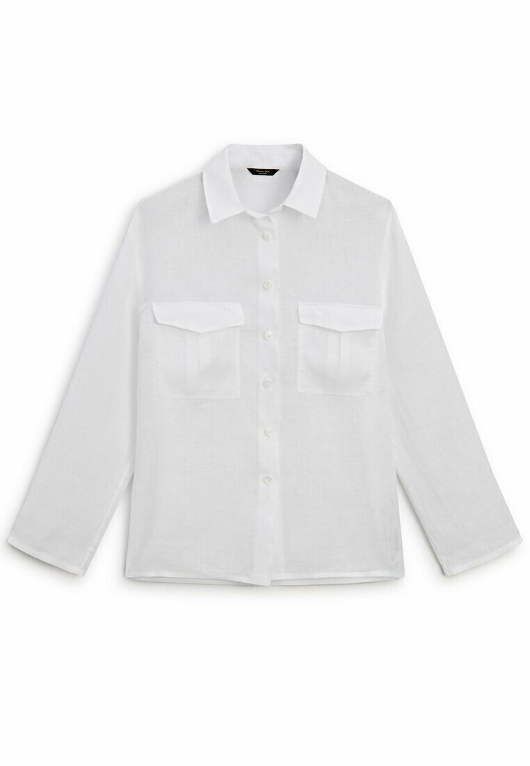 Блузка-рубашка WITH POCKETS Massimo Dutti, цвет white рубашка massimo dutti cropped poplin with pockets белый