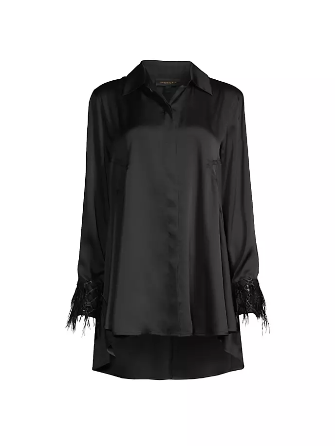 

Атласная туника Heavy Metal, украшенная перьями Donna Karan New York, черный