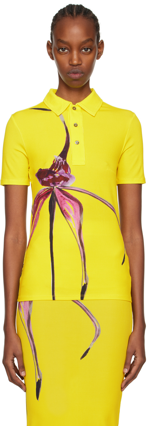 Желтая футболка-поло с графическим рисунком Louisa Ballou