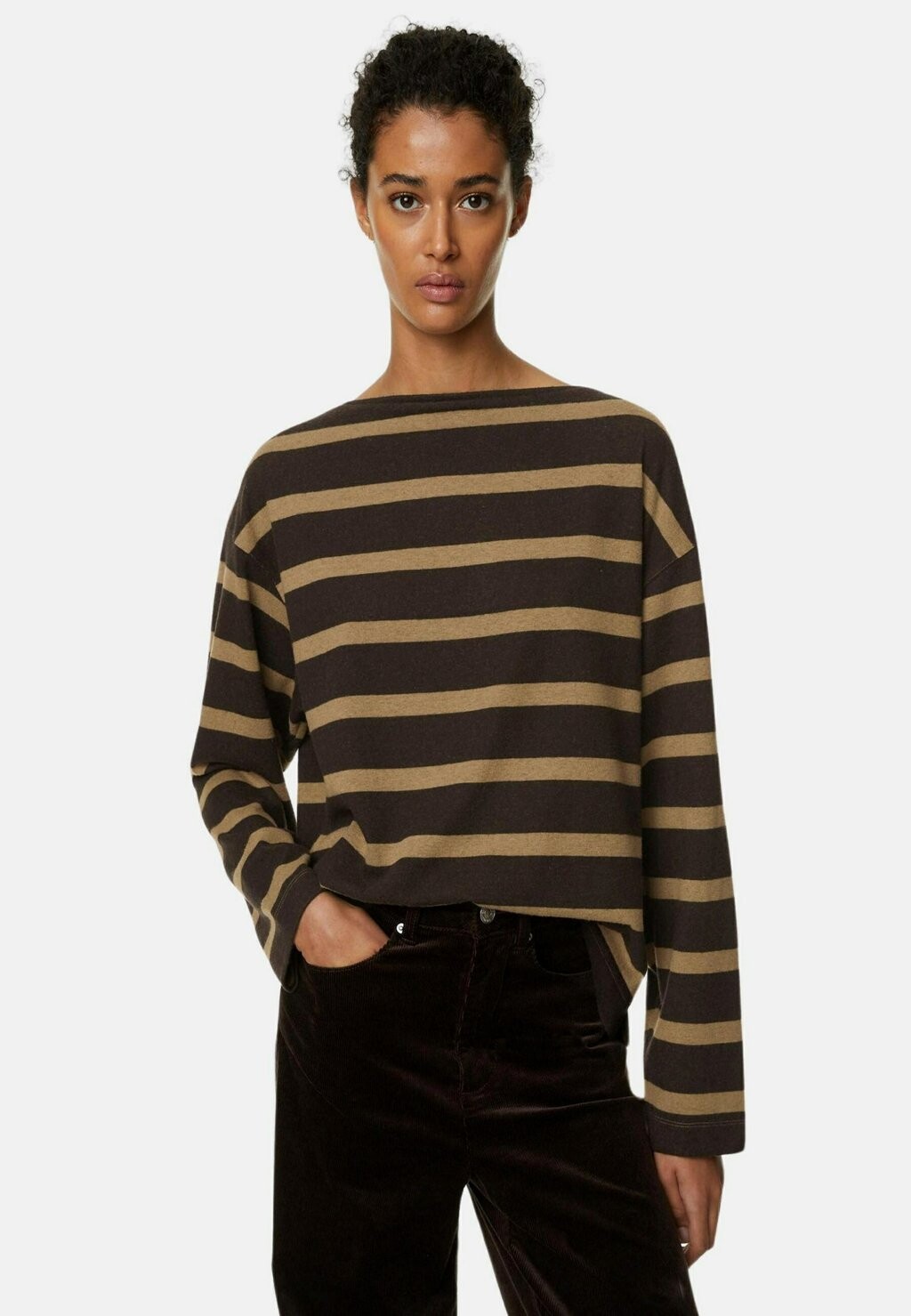 

Топ с длинными рукавами STRIPED COSY Marks & Spencer, цвет brown mix