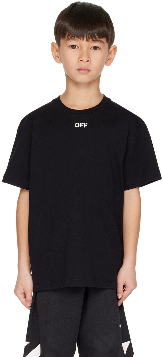 

Детская черная футболка с печатью Off-White