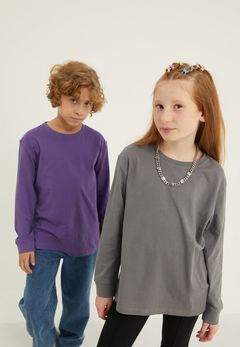 футболка с длинным рукавом Unisex 2 Pack Yourturn Kids, цвет dark grey/dark purple