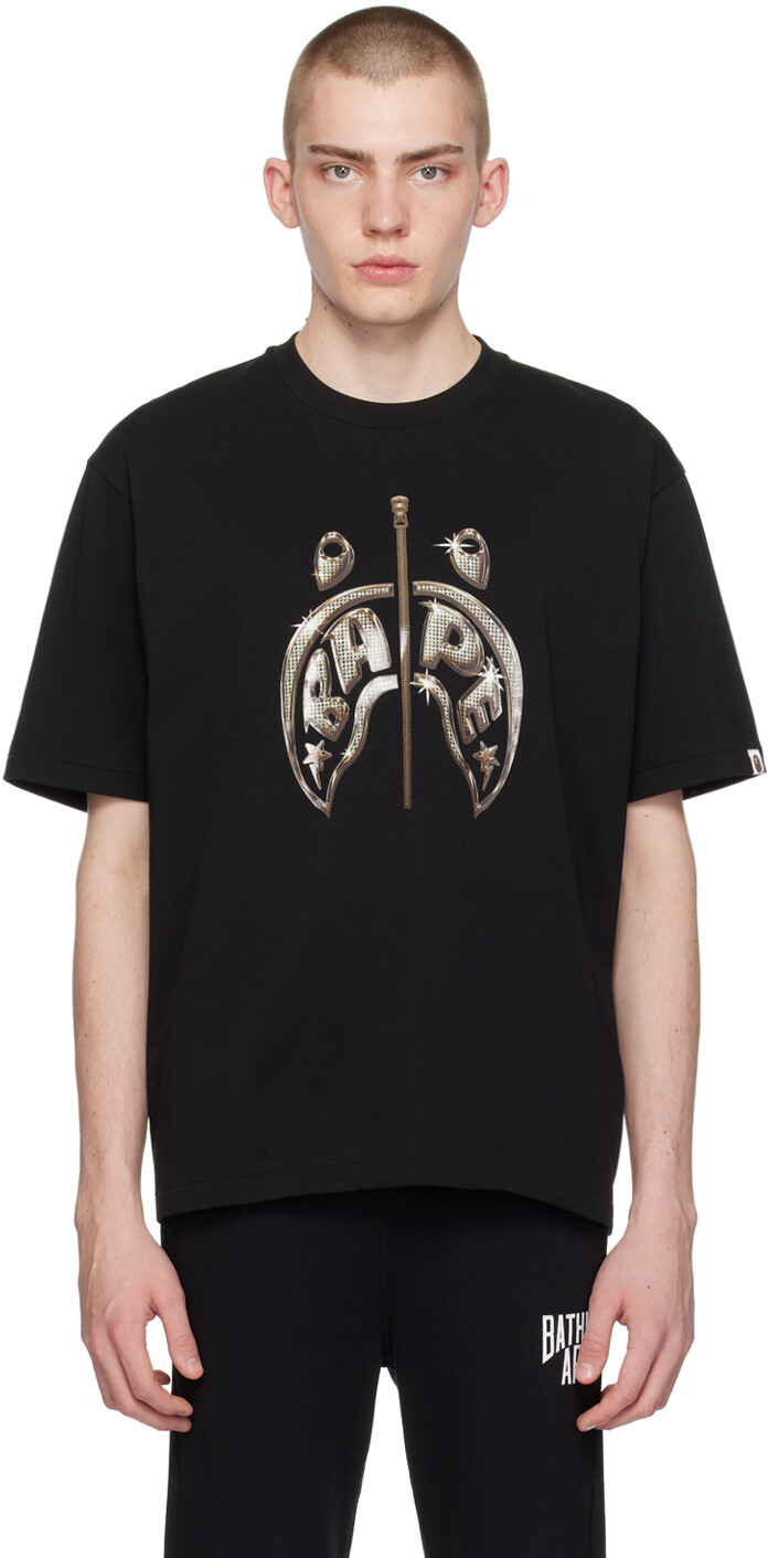 

Черная футболка с безумной акулой Bape
