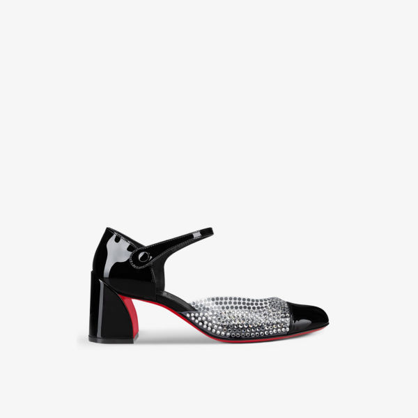 

Туфли miss mj strass 55 из лакированной кожи и пвх, украшенные кристаллами Christian Louboutin, черный