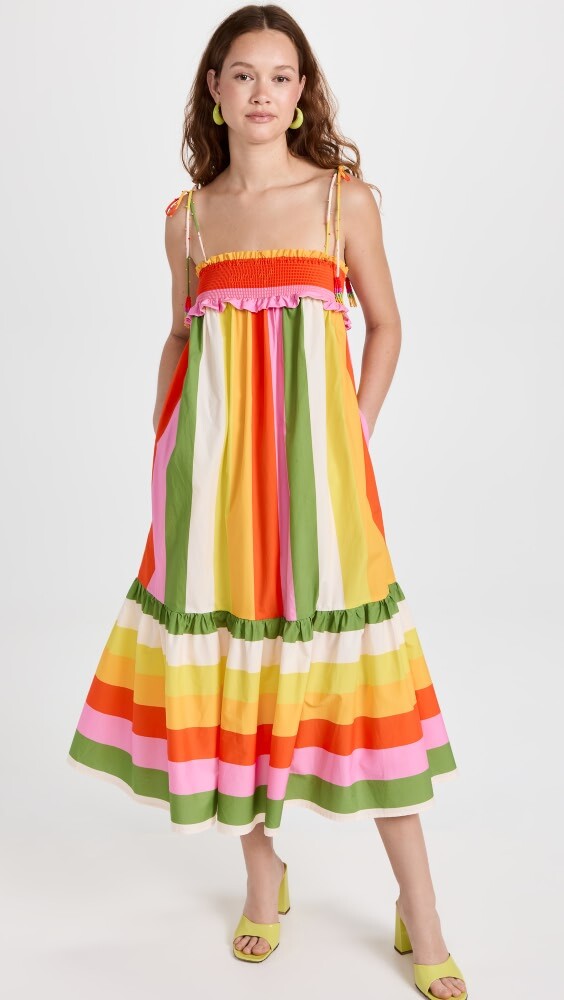

Платье миди FARM Rio Mixed Neon Floral Red