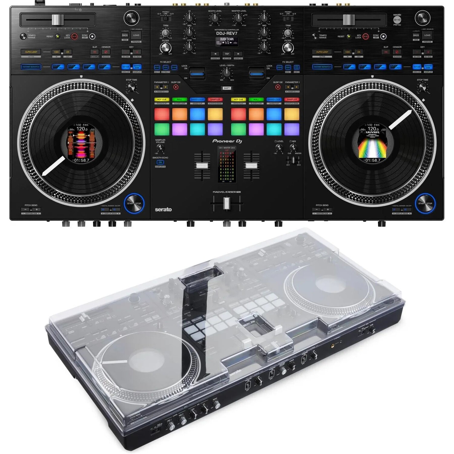 

2-дековый контроллер Serato DJ Pioneer DJ DDJ-REV7 с крышкой Decksaver