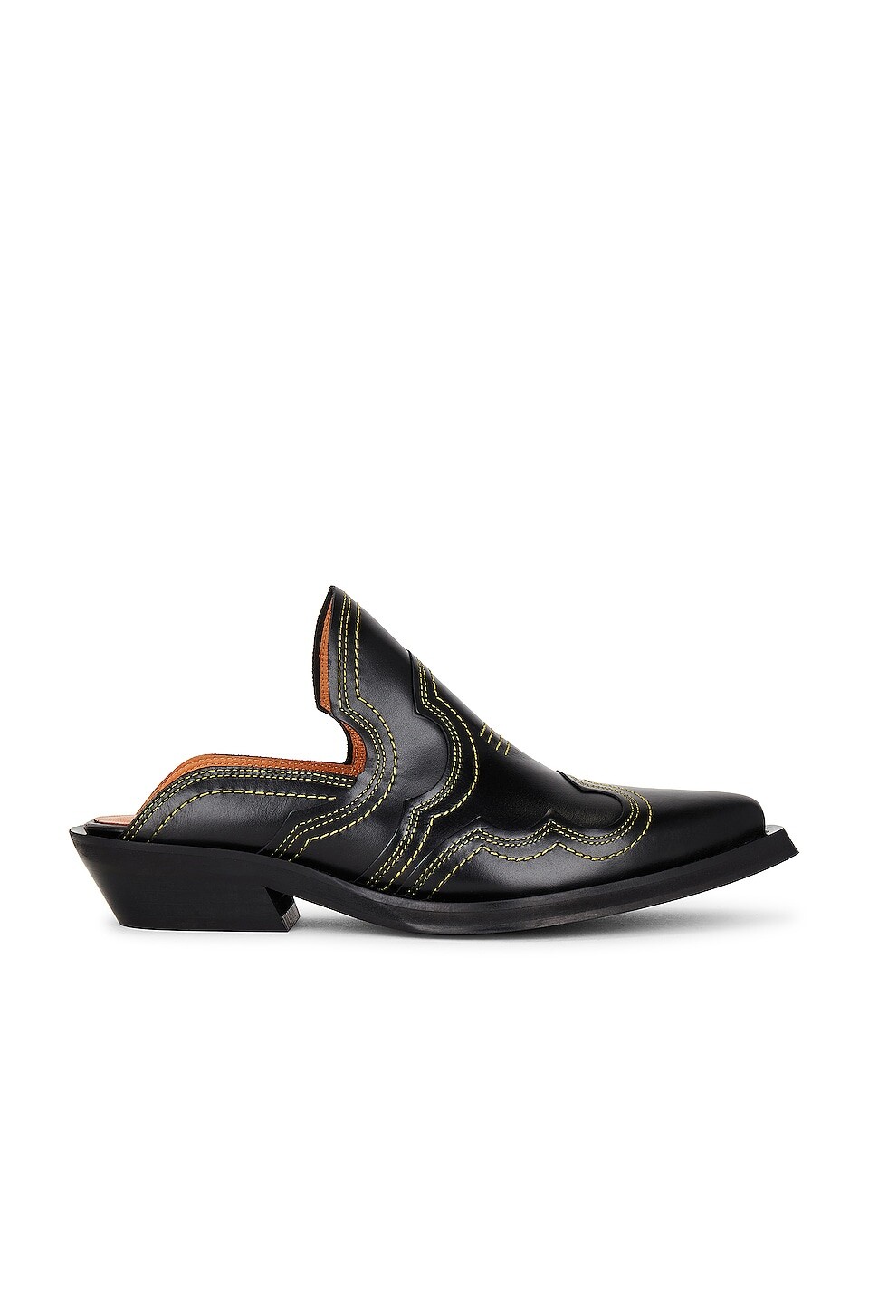 

Мюли Ganni Embroidered Western, цвет Black & Yellow
