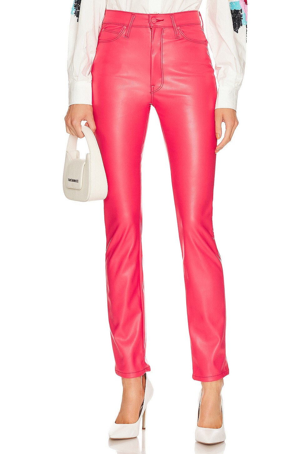 

Брюки MOTHER Faux Leather Dazzler Skimp, цвет Wax On, Wax Off Geranium