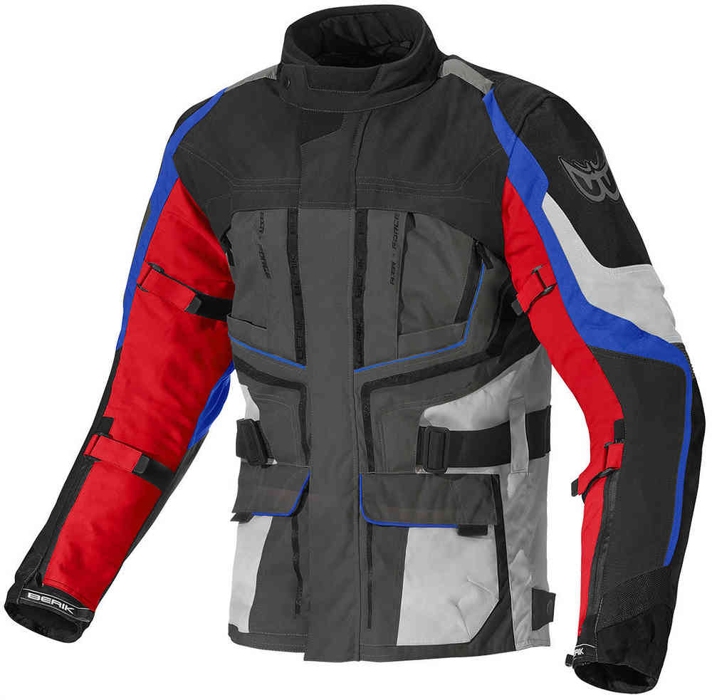 Водонепроницаемая мотоциклетная текстильная куртка Safari 3в1 Berik, черный/красный/синий