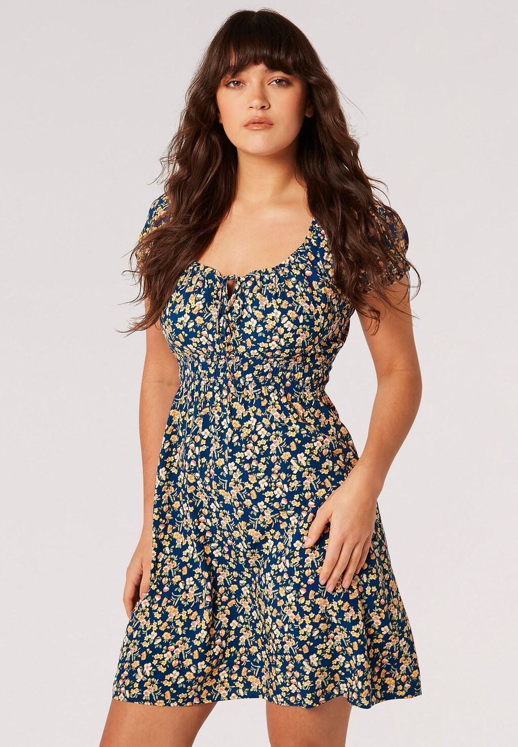 

Платье летнее Ditsy Floral Milkmaid Apricot, синий