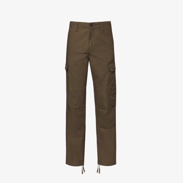 

Прямые хлопковые брюки с фирменной нашивкой Carhartt Wip, цвет cypress