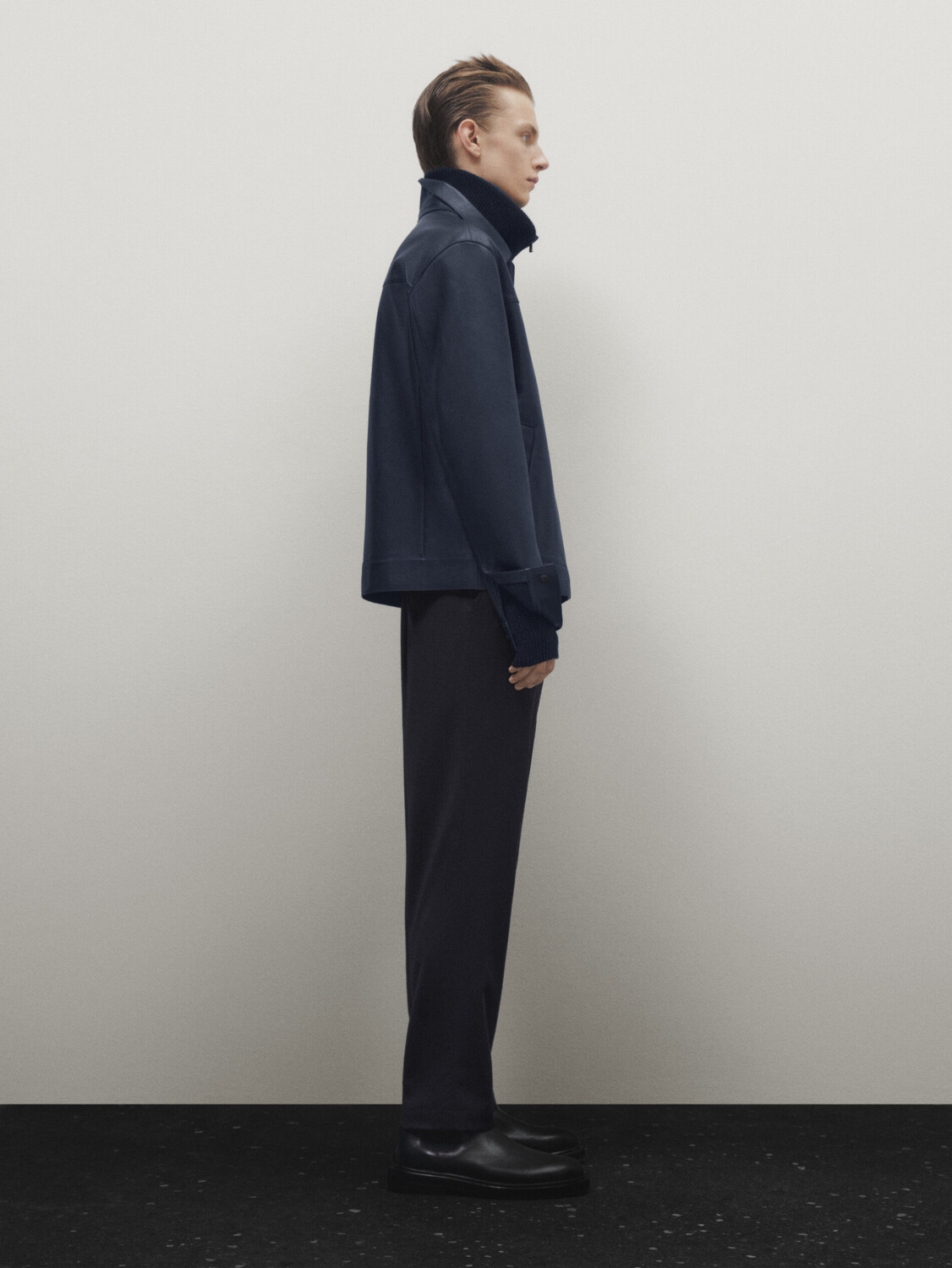 

Кожаная куртка наппа Massimo Dutti, синий