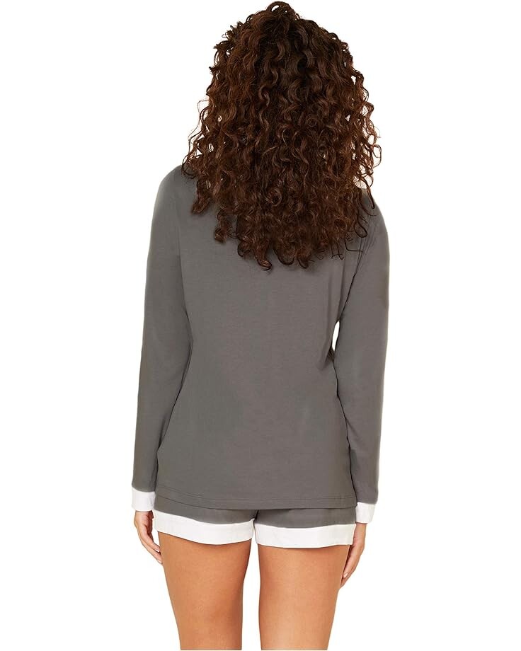 

Пижамный комплект Cosabella Bella Long Sleeve Top Boxer PJ Set, цвет Anthracite/Ivory