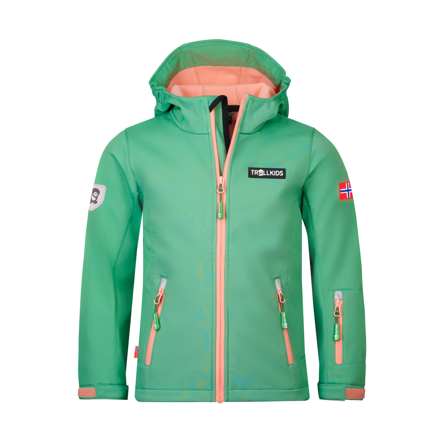 

Куртка софтшелл Trollkids Softshell Jacke Oslofjord, цвет Blattgrün/Koralle