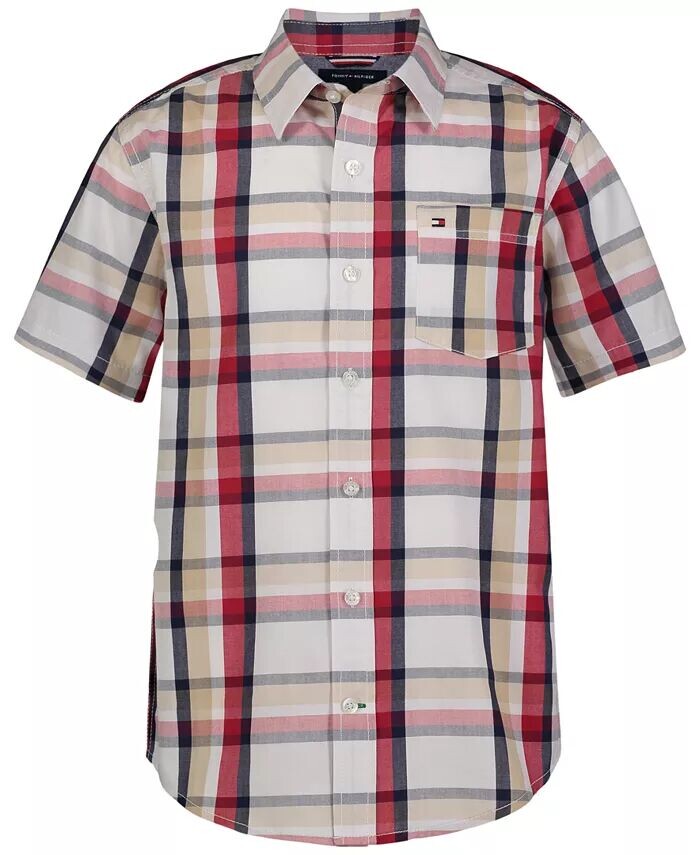 

Рубашка на пуговицах в клетку Little Boys Global Tommy Hilfiger, белый