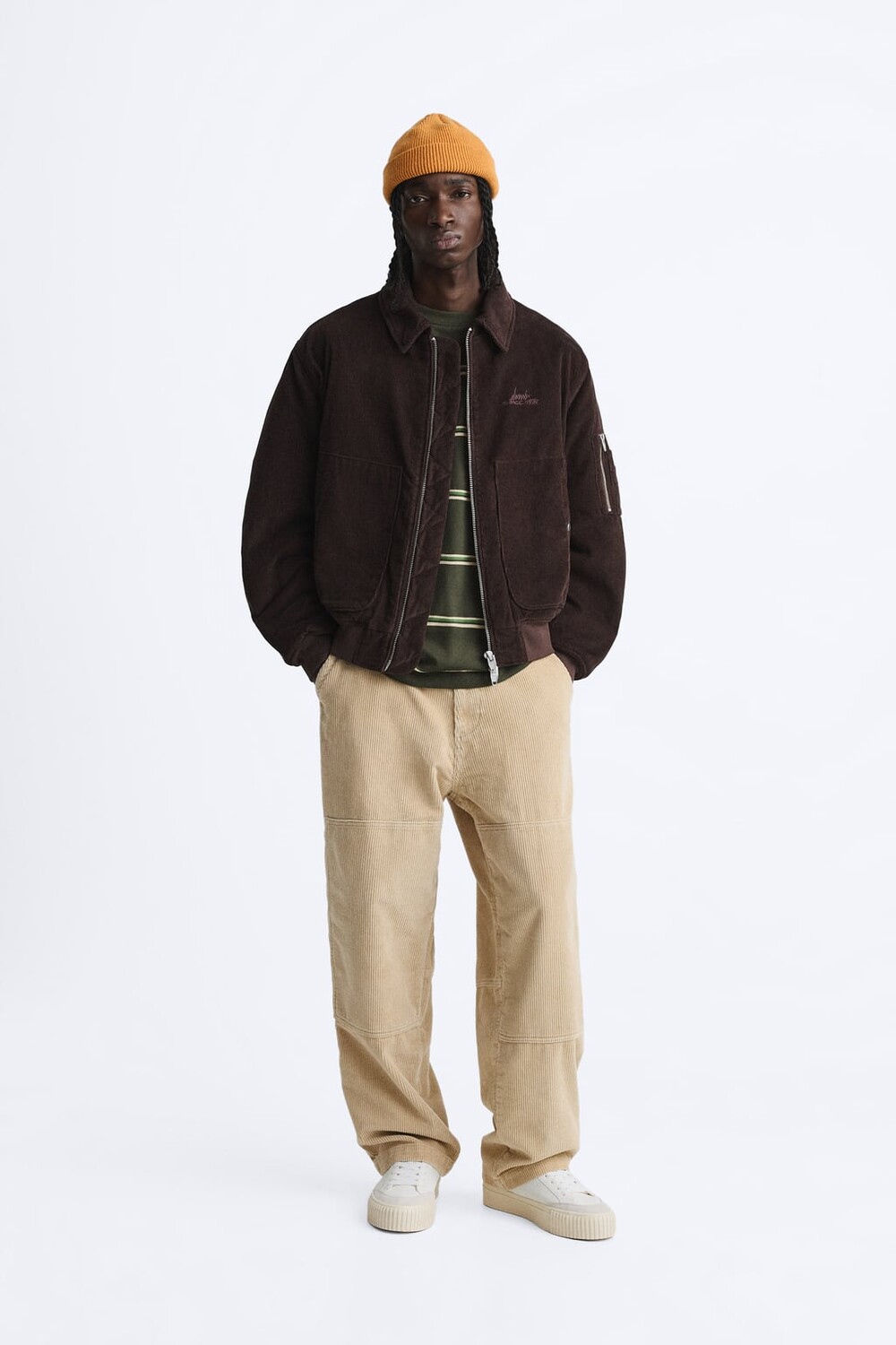 

Вельветовые брюки ZARA, бежевый