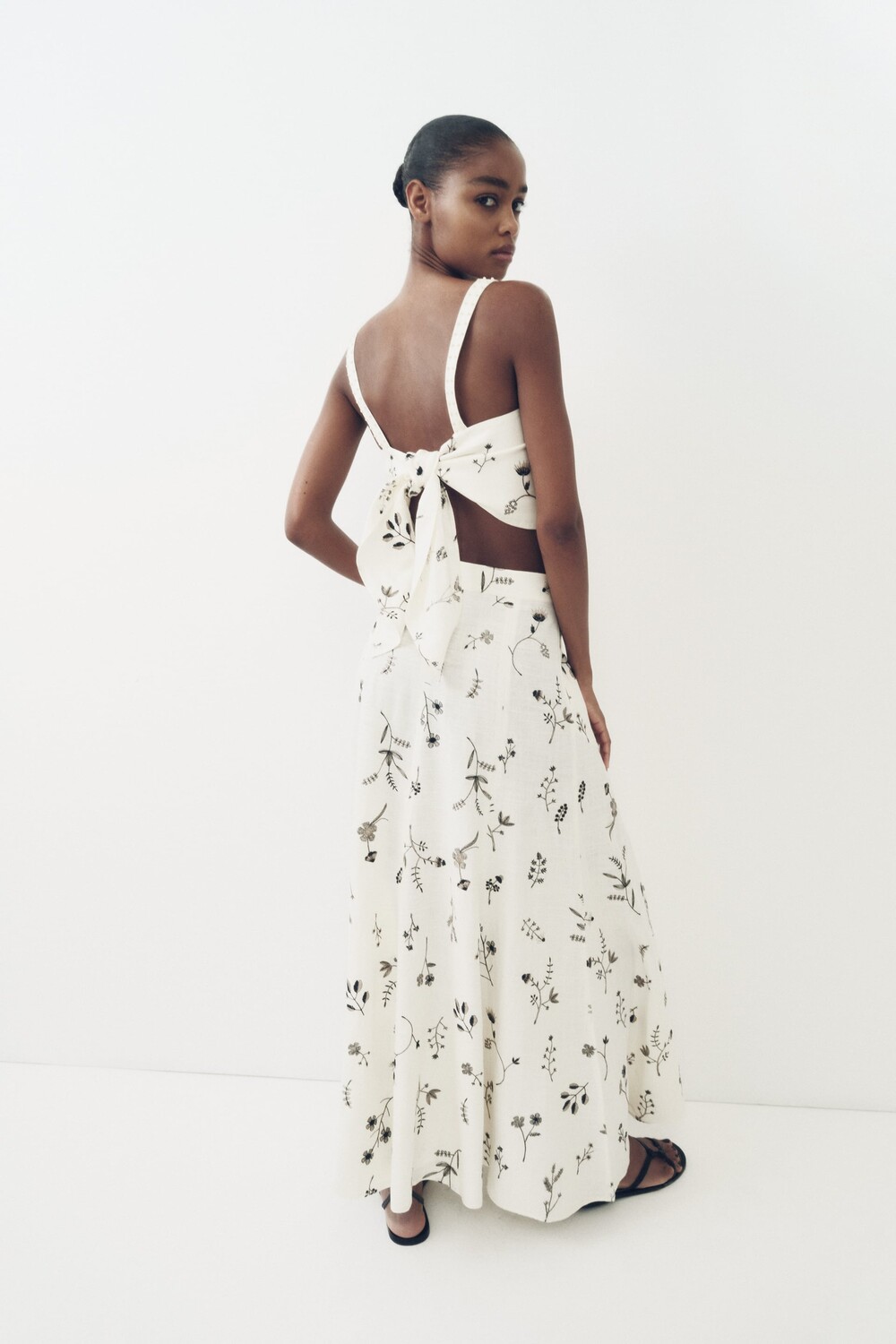 

Льняной топ с принтом Zara, экрю