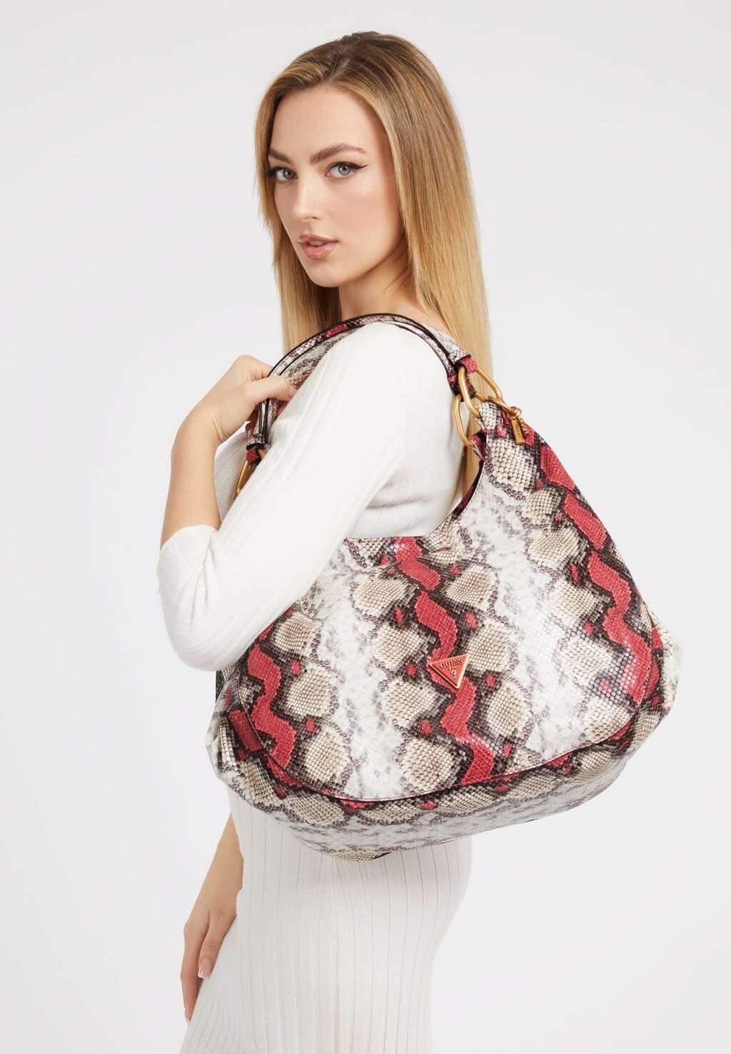 

Сумка для покупок Grosse Becci Mit Print In Python-Optik Guess, цвет rot merf