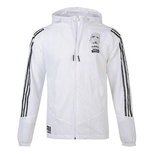 Куртка adidas neo M Sw Wb logo Printing Cozy Casual Sports Hooded Jacket White, белый