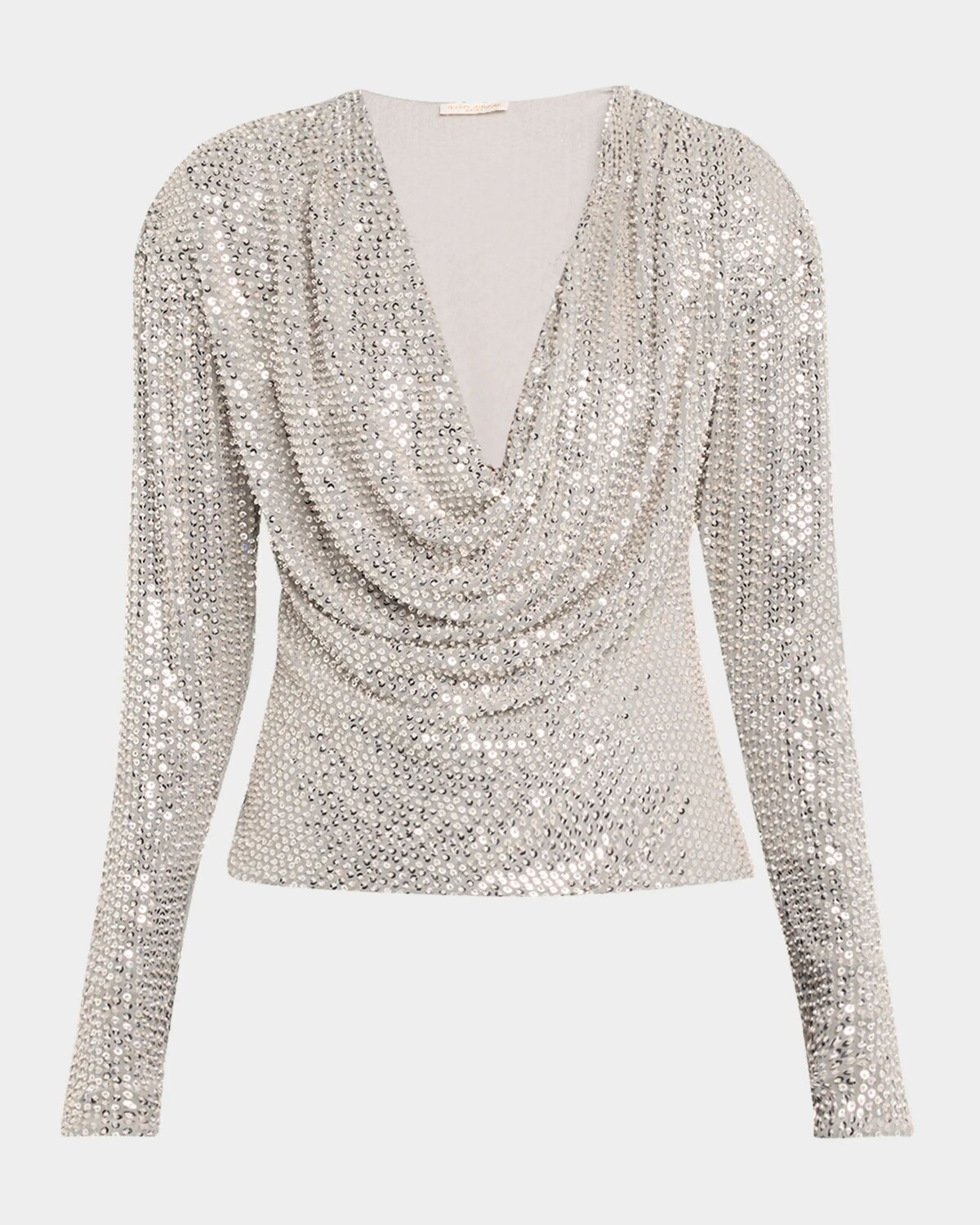 

Блуза Leon с пайетками и воротником-хомутом Ramy Brook, цвет Dove Grey Beaded Mesh