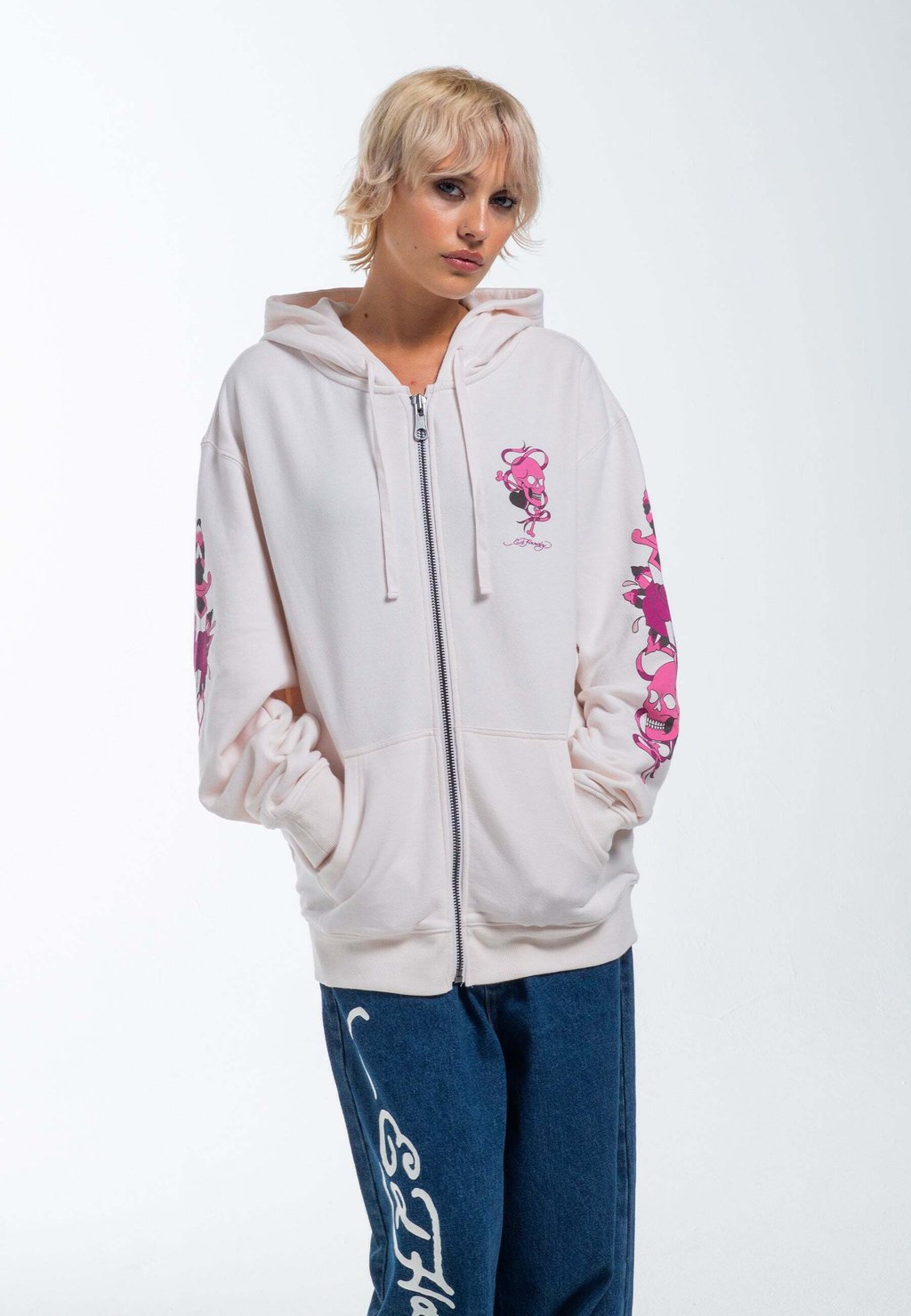 

Толстовка на молнии LOVE WRAPPED RELAXED Ed Hardy, розовый