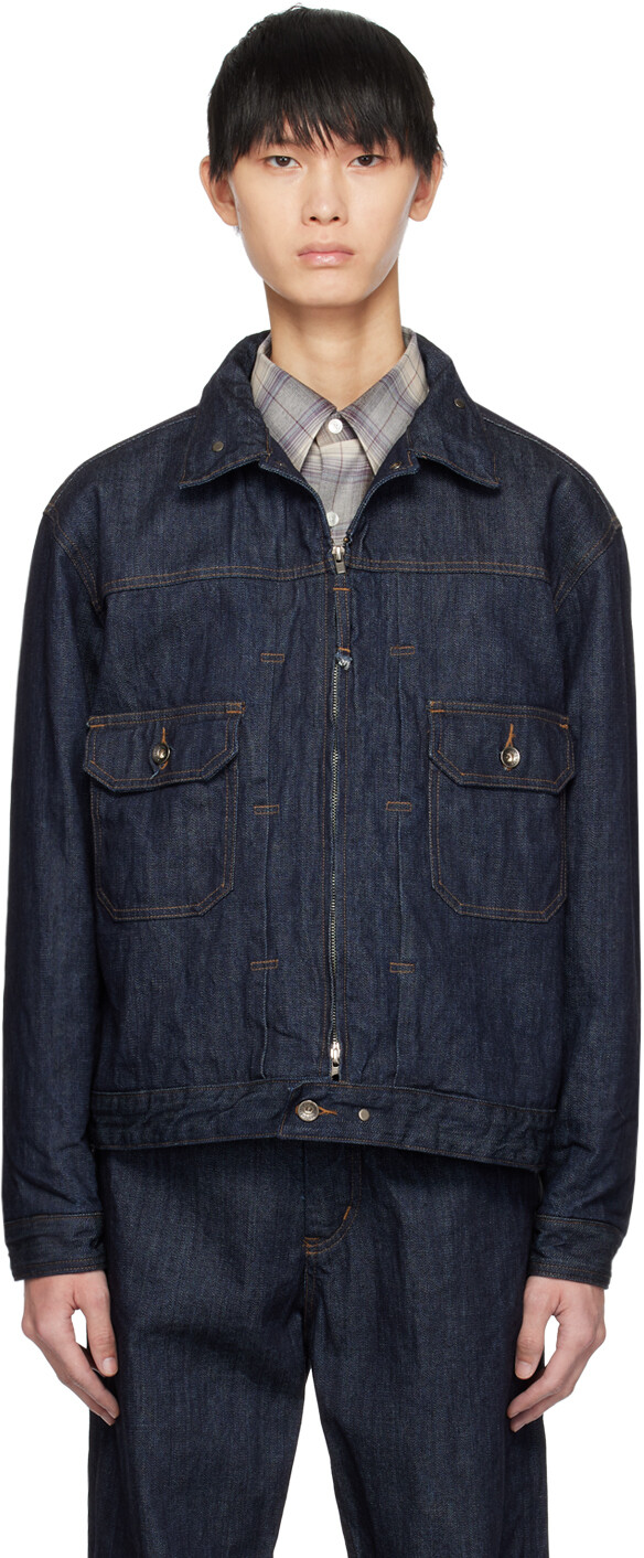 

Джинсовая куртка на молнии цвета индиго Engineered Garments