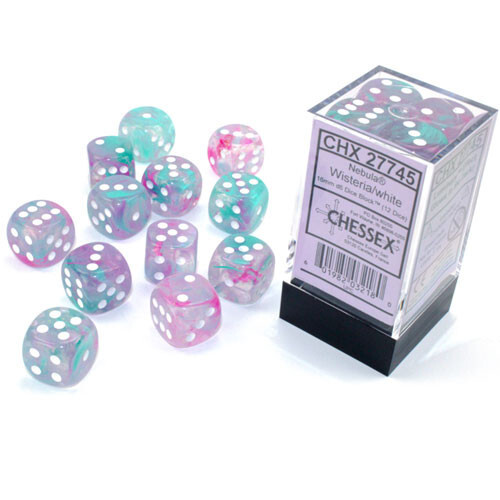 

Аксессуары Chessex Chessex 16mm d6 Set: Nebula Luminary - Wisteria w/White (12)