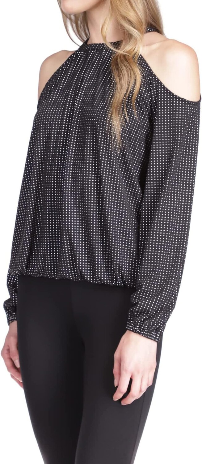 

Комбинезон с открытыми плечами и длинными рукавами MICHAEL Michael Kors, цвет Black/Silver
