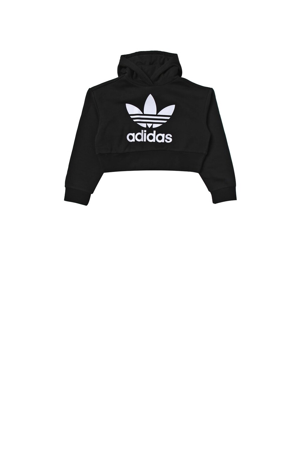 

Черный свитшот для девочек с укороченным логотипом спереди Adidas