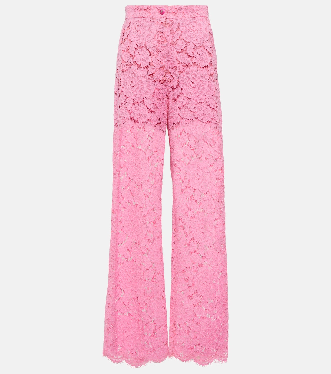 Широкие кружевные брюки с высокой посадкой DOLCE&GABBANA, розовый
