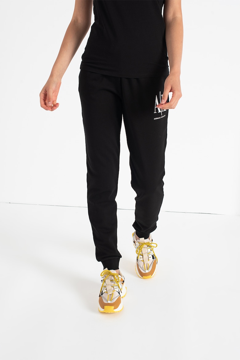 Хлопковые спортивные брюки с вышитым логотипом Armani Exchange, черный