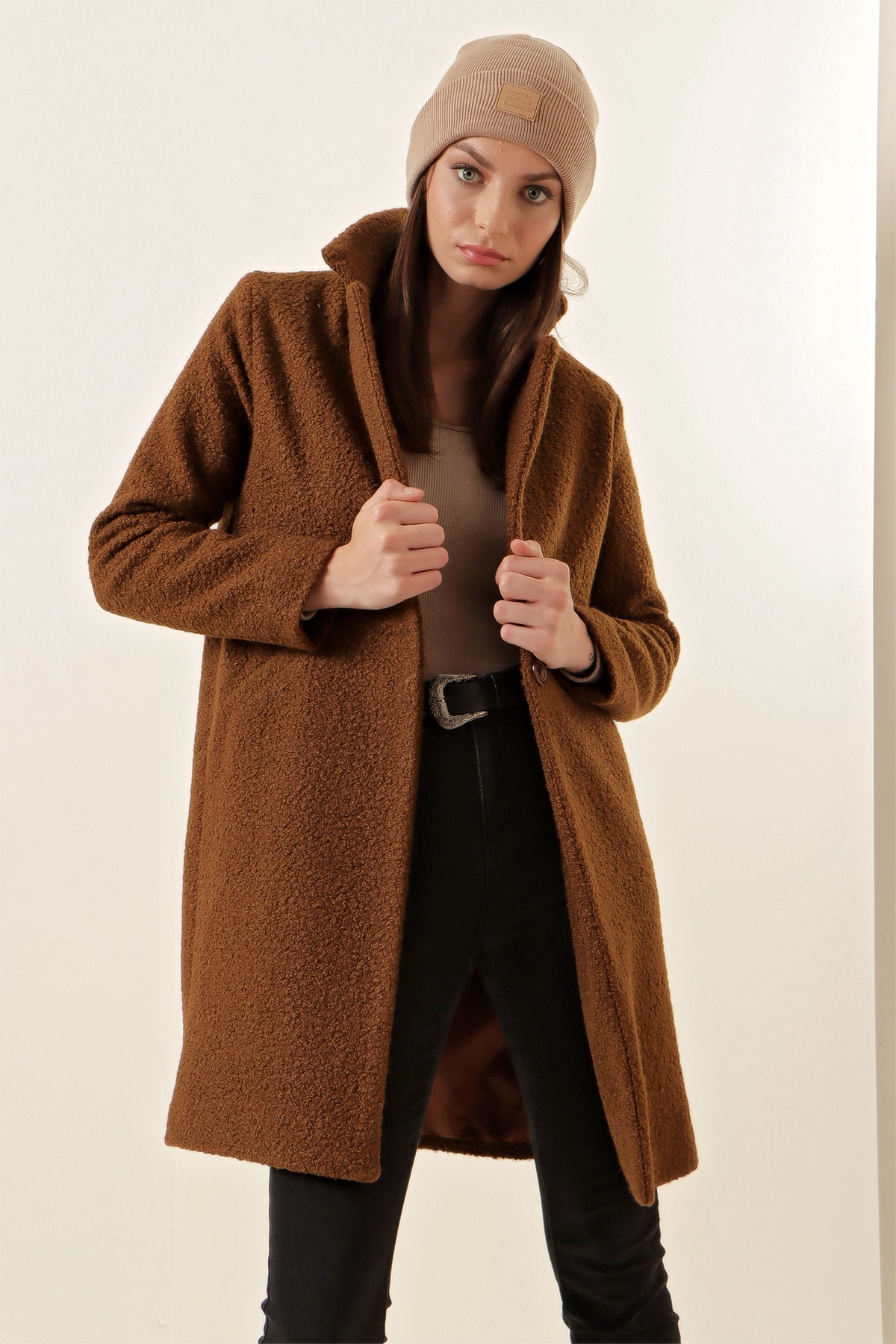 Кашемировое Пальто Oversize - Коричневый Bigdart